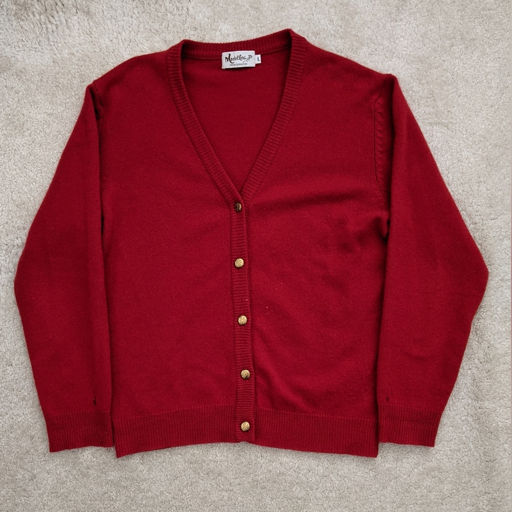 VTG Modellers cashmere cardigan sweater red